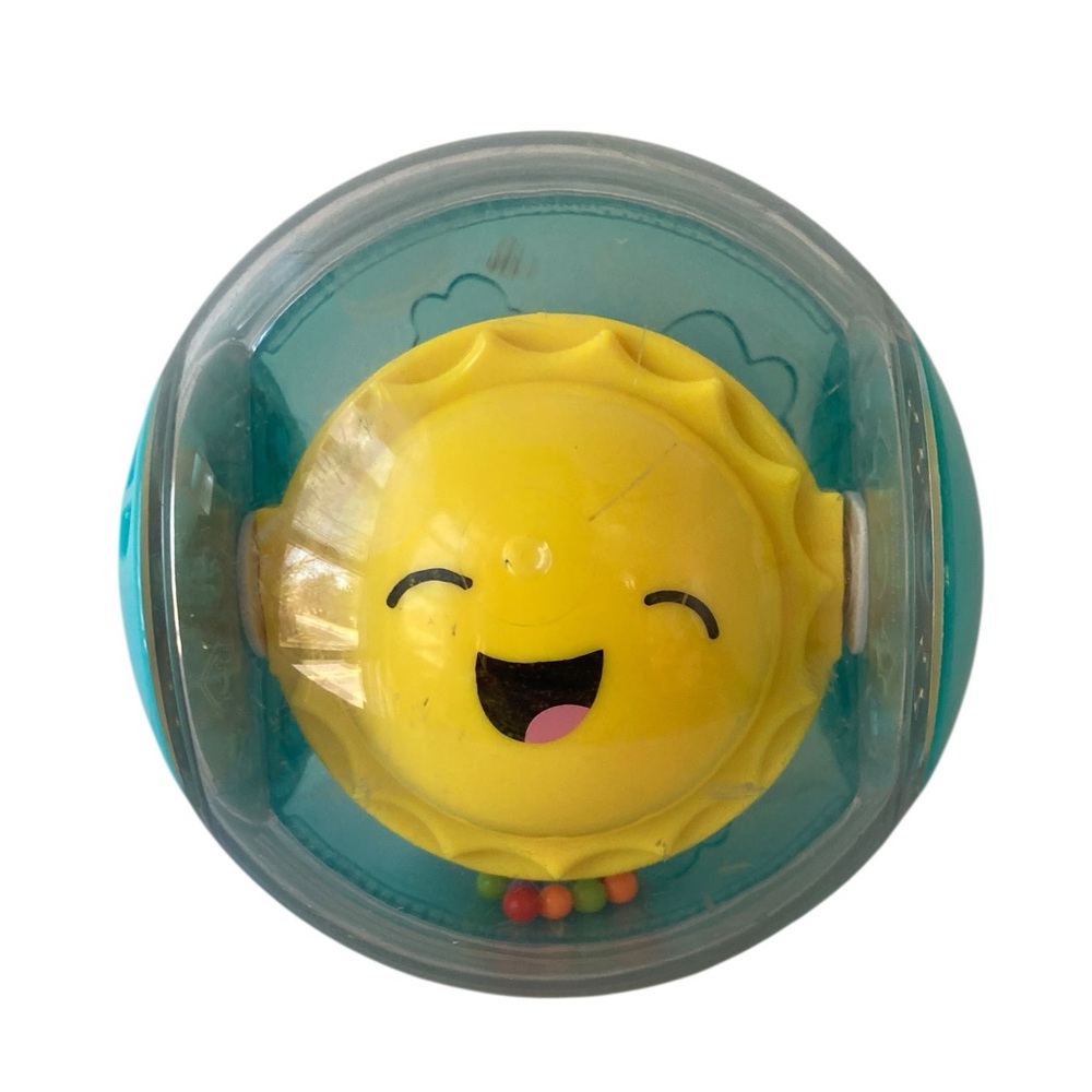 Fisher Price Hello Sunshine Rolling Rattle Ball Rainbow Smile Face 2018
